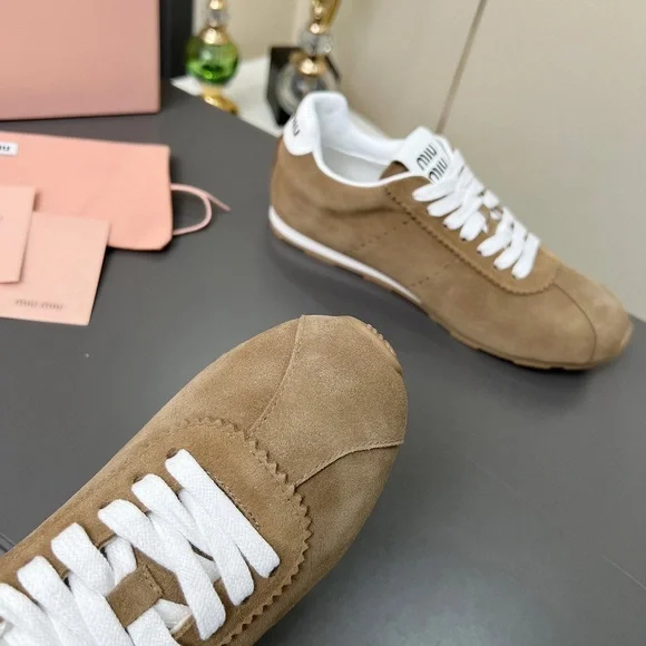Miu Miu Tan Suede Women's Sneakers